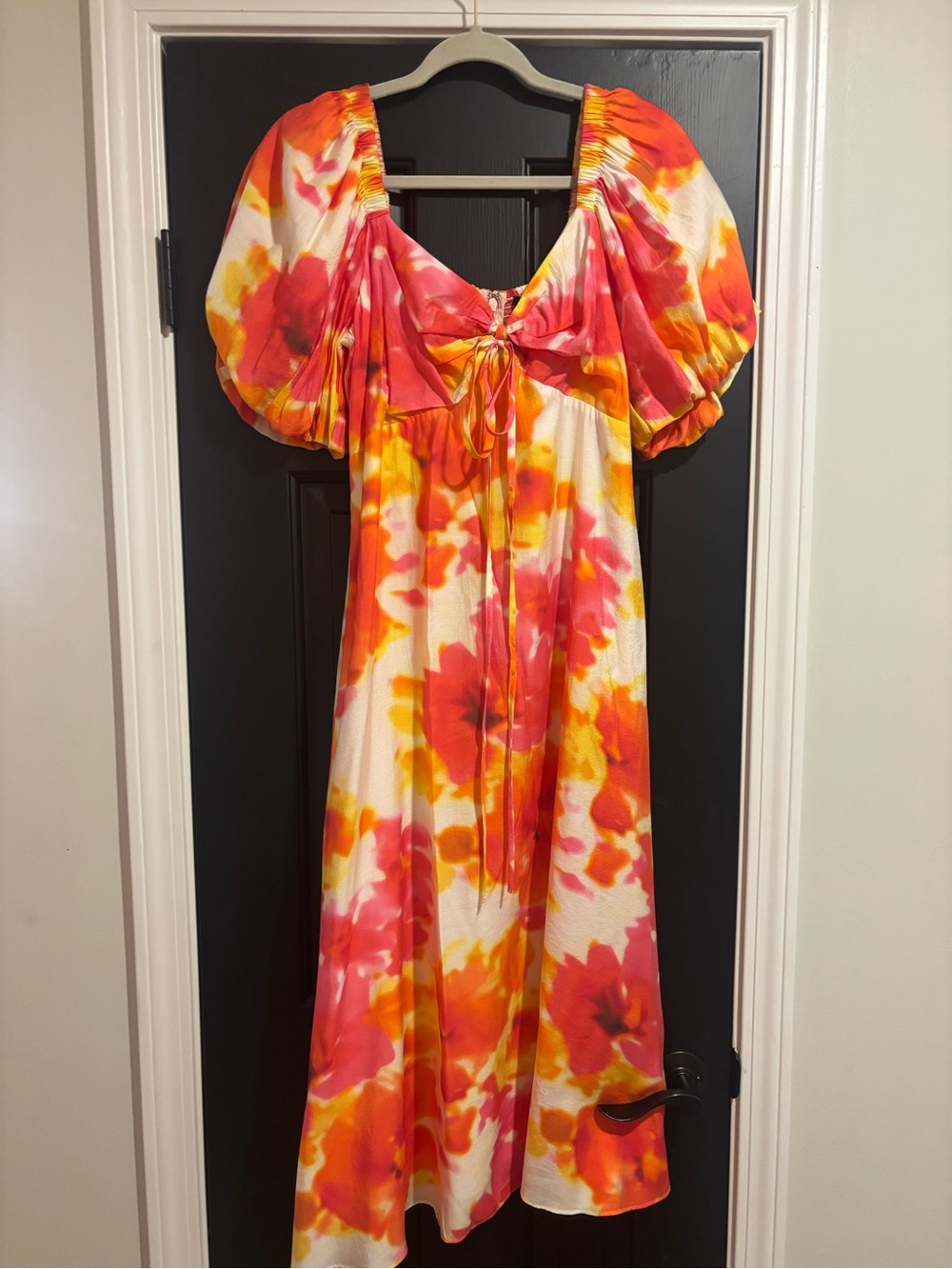 Alex Marie White Maxi Dress with Pink & Orange Floral Print